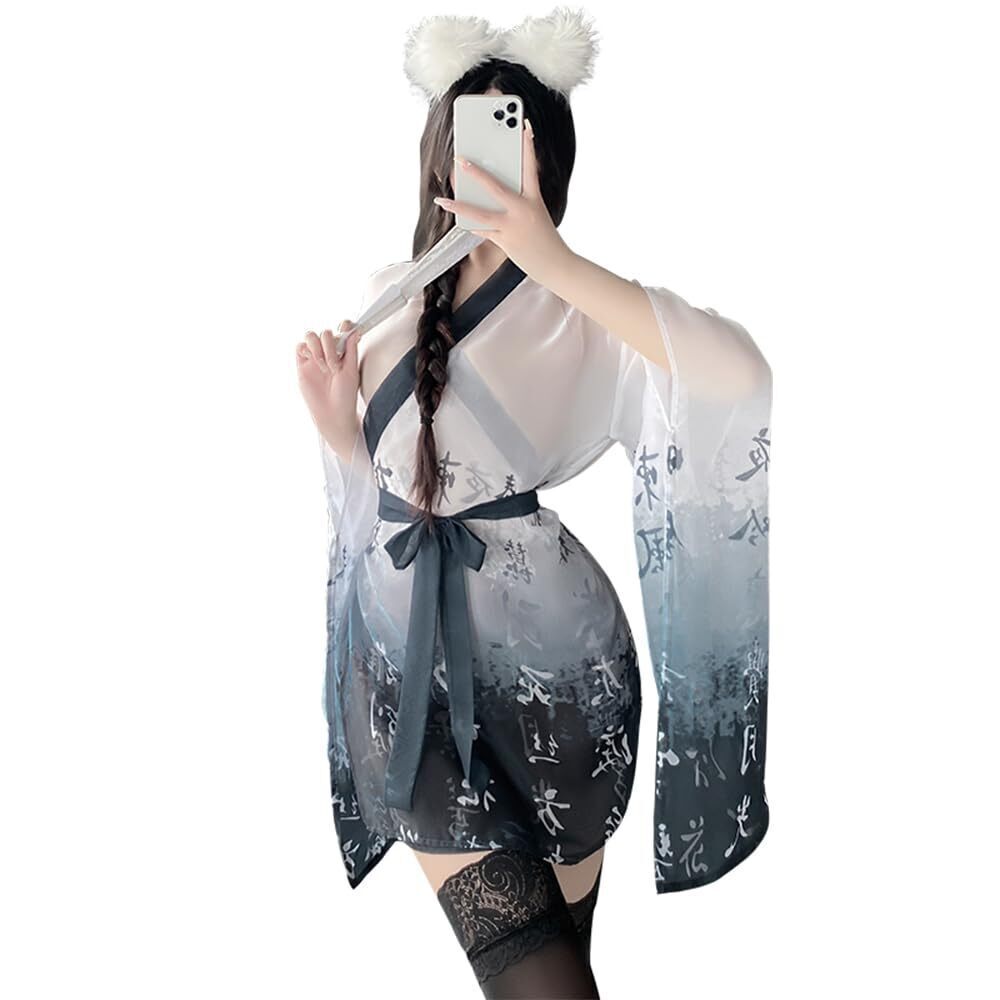 9410 Japanese sexy kimono costume geisha bathrobe anime cosplay nightgown